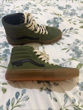 Vans Olive Green High-Top Sneakers with Gum Sole